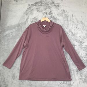 Pure Jill J. Jill Top Womens XL Petite Pink Mauve Pullover Cowl Neck Long Slv